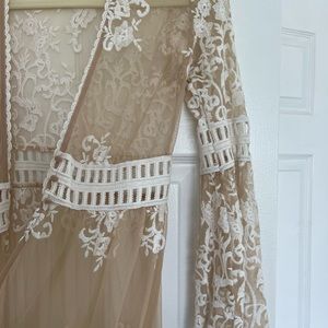 Embroidered mesh long kimono - festive look - For love & lemons dupe!